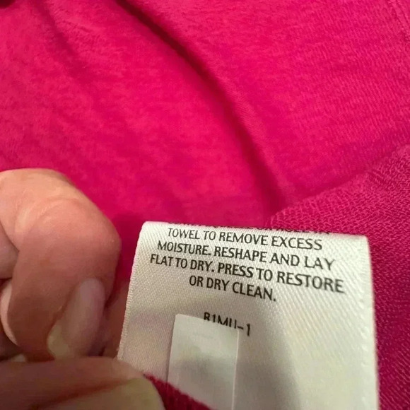 Eileen Fisher women’s 100% Italian wool cardigan sweater pink open front size L - Picture 7 of 7